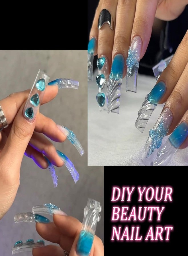 panthra 500pcs Long Curved Nail Tips, Curved Square Press on Nails, 10 Different Sizes, Transparent Design, Stylish and Simple, Suitable for Nail Salon Home Diy - Image 4